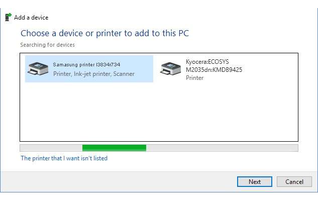 Samsung printer offline in Windows 10
